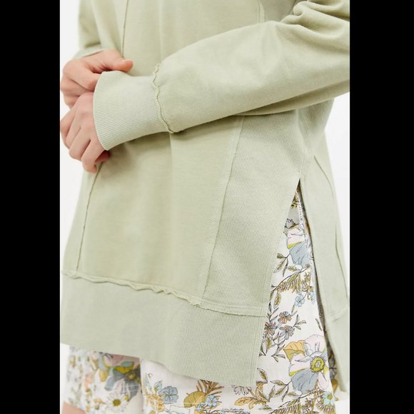ANTHROPOLOGIE T.La GUACAMOLE GREEN LONG SLEEVE TUNIC SWEATSHIRT - Picture 3 of 4